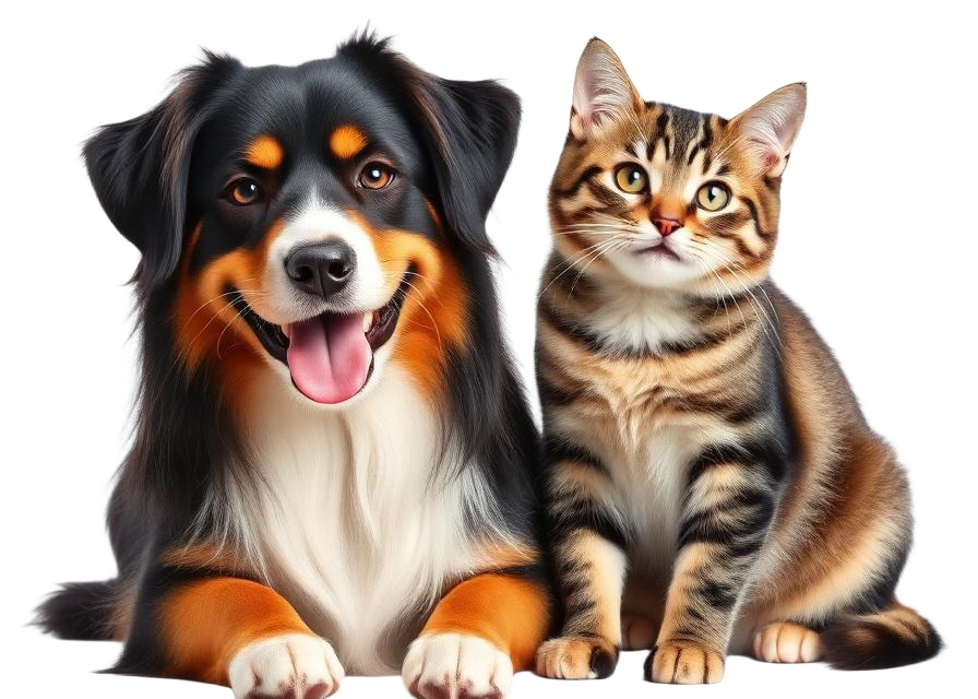 A dog and cat side by side